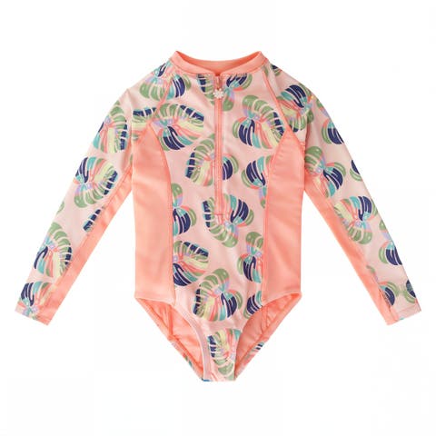Long Sleeve Half Zip Swim Suit (Toddler, Little Kid, Big Kid)