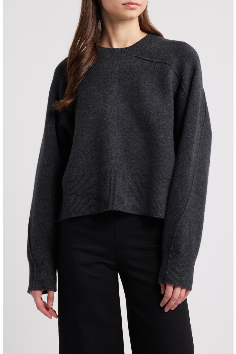 Bridget Crewneck Wool Blend Sweater, Main, color, CHARCOAL