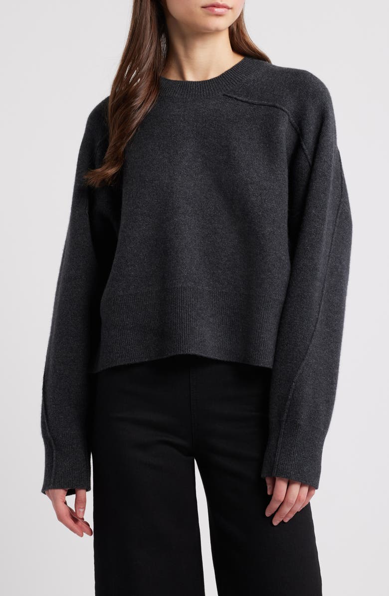 rag & bone Bridget Crewneck Wool Blend Sweater, Main, color, Charcoal