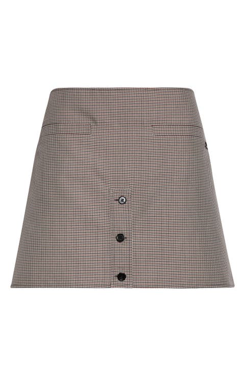 Wool Blend Houndstooth Miniskirt