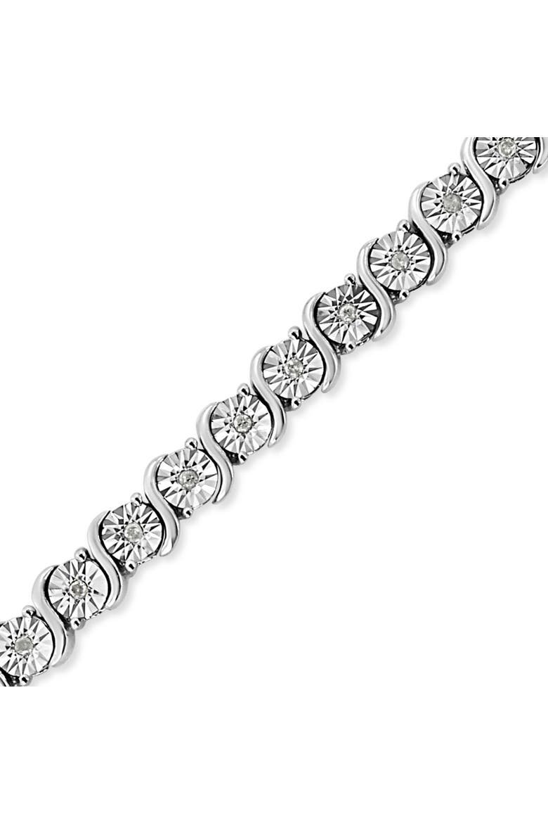 .925 Sterling Silver 1/4 Cttw Diamond Miracle Plate and "S" Link Tennis Bracelet, Alternate, color, White