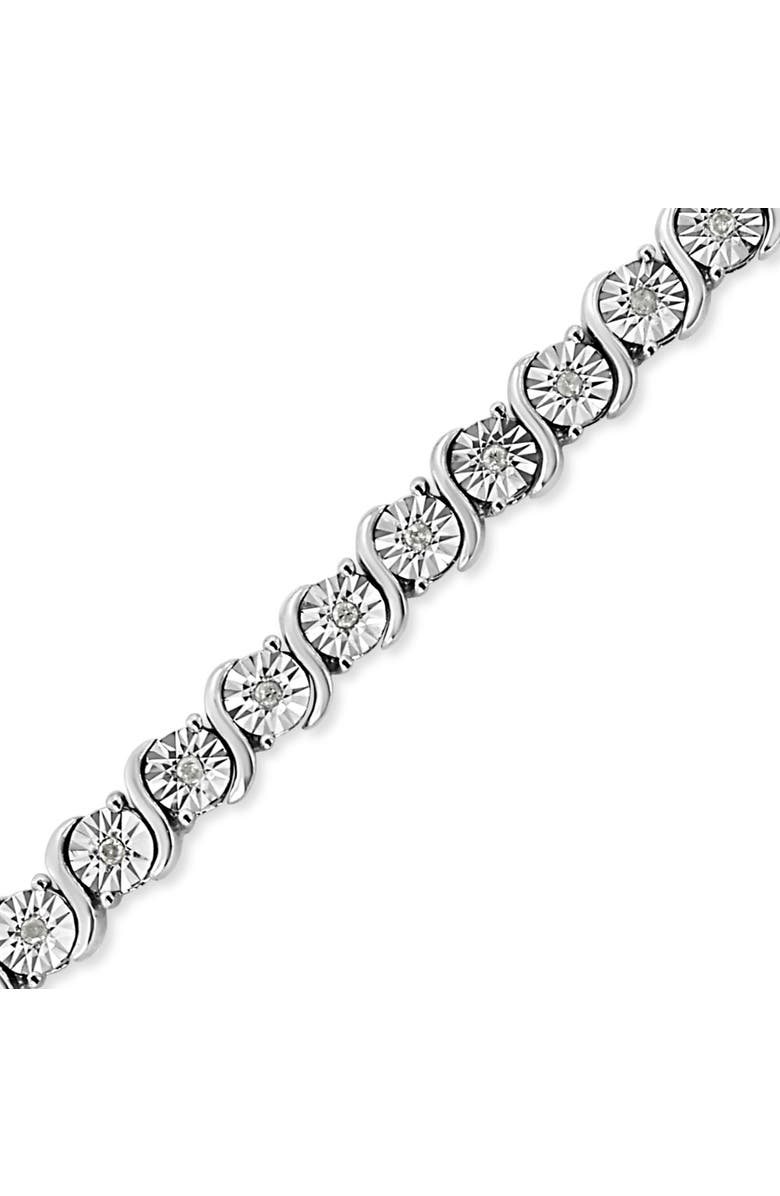 Haus of Brilliance .925 Sterling Silver 1/4 Cttw Diamond Miracle Plate and "S" Link Tennis Bracelet, Alternate, color, White