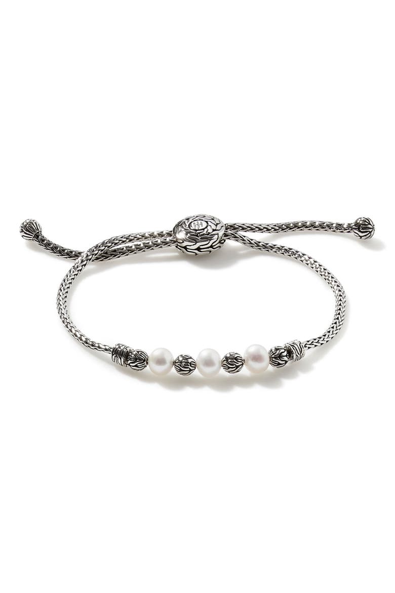 Classic Chain Pearl Pull Through Bracelet, Alternate, color, SILVER