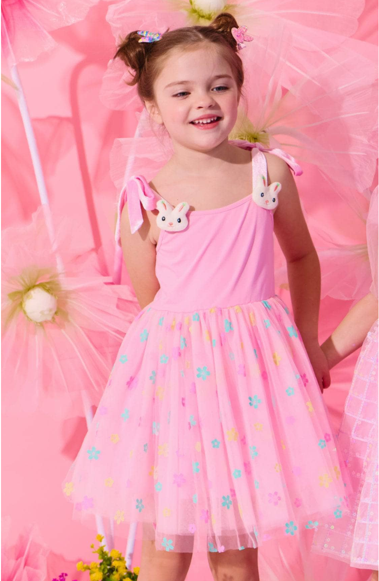 Lola + The Boys Happy Bunny Tulle Dress, Alternate, color, Pink