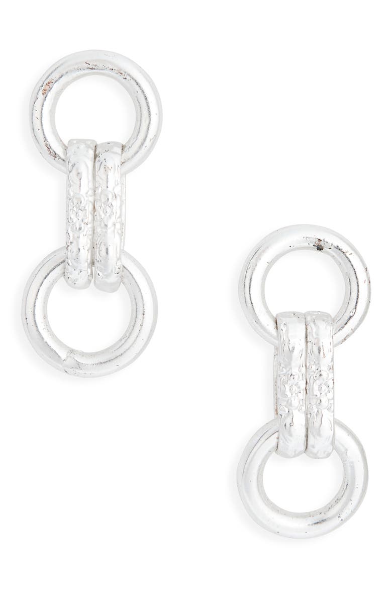 Double Link Drop Earrings, Main, color, SILVER