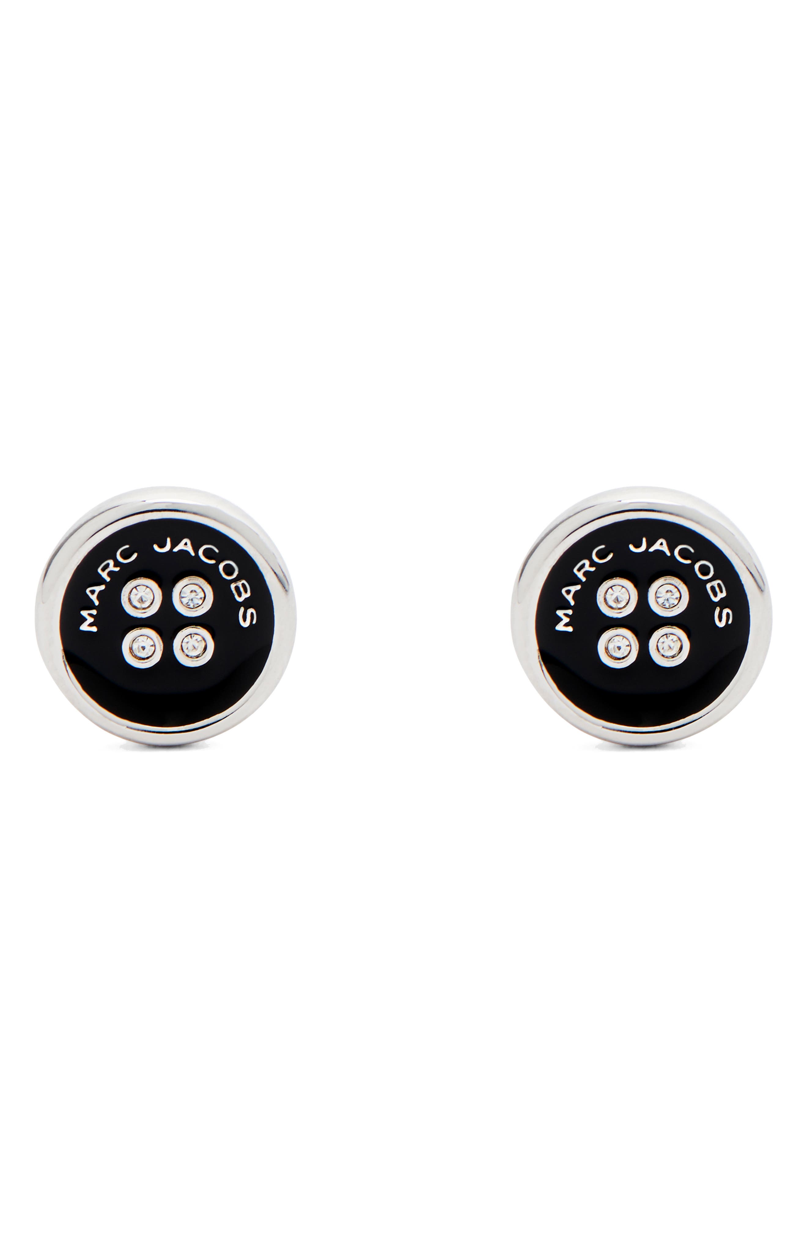 Marc Jacobs Button Stud Earrings In Silver/black