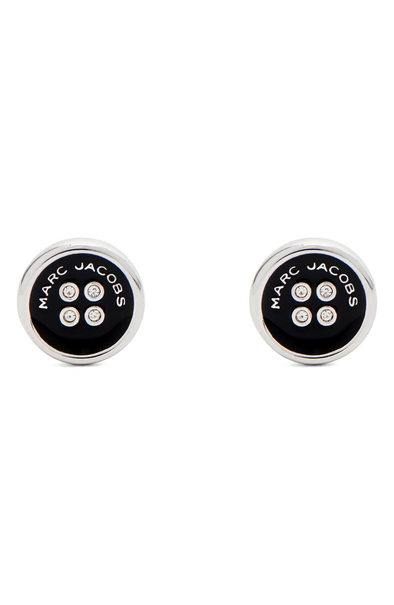 Marc Jacobs The Button Stud Earrings, Main, color, Silver/Black