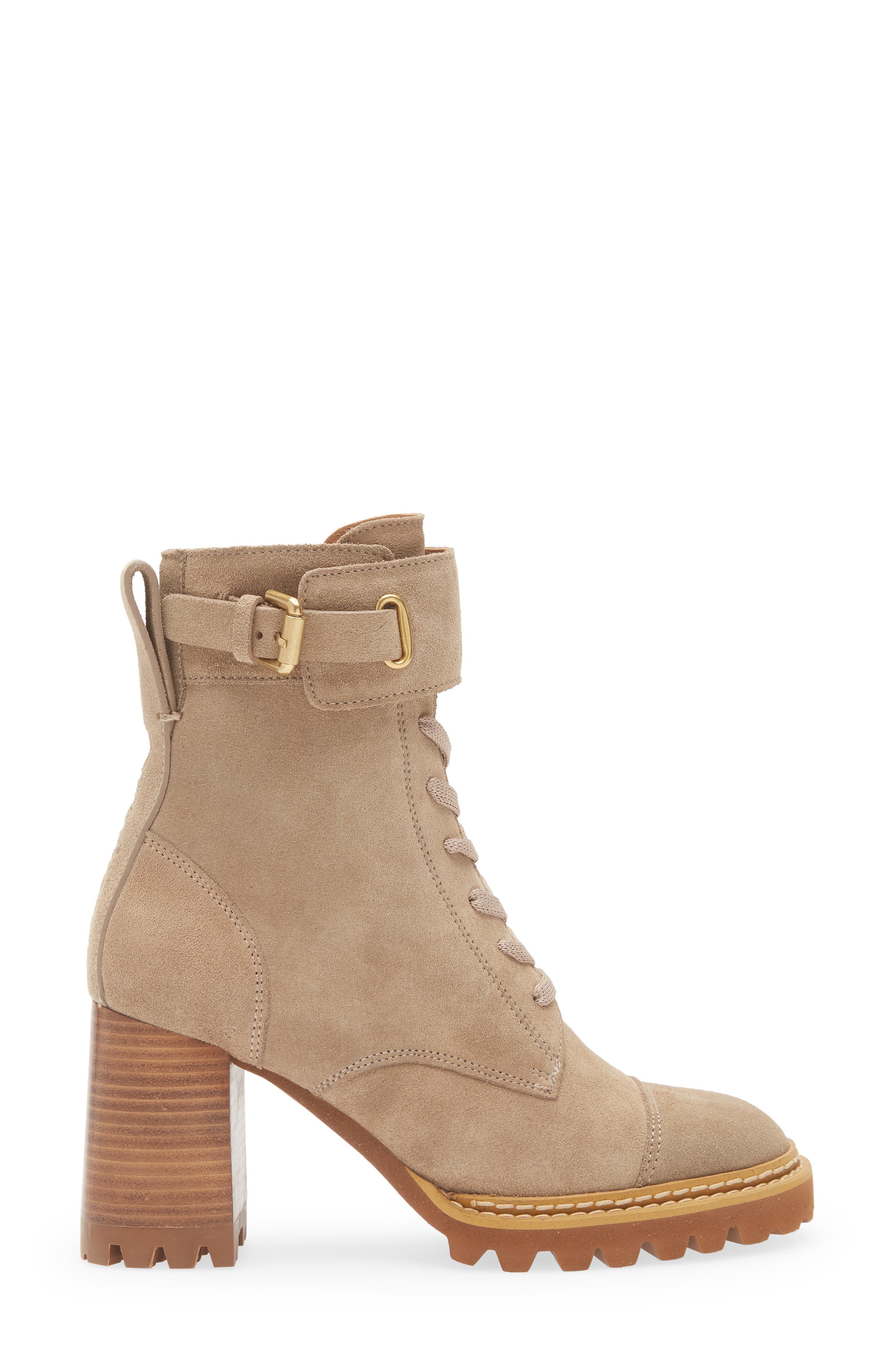 See by Chloé Mallory Lug Sole Bootie, Alternate, color, Beige