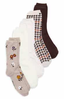 5-Pack Wild Flower Houndstooth Assorted Crew Socks