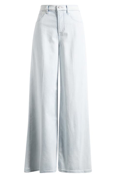 Lightweight High Waist Superwide Jeans (Sea Breeze)