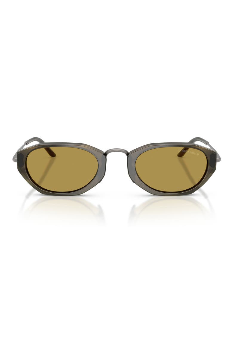 50mm Polarized Irregular Oval Sunglasses, Main, color, BROWN / GREEN TOP / GREEN