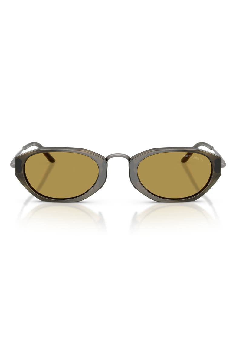 AX Armani Exchange 50mm Polarized Irregular Oval Sunglasses, Main, color, Brown / Green Top / Green