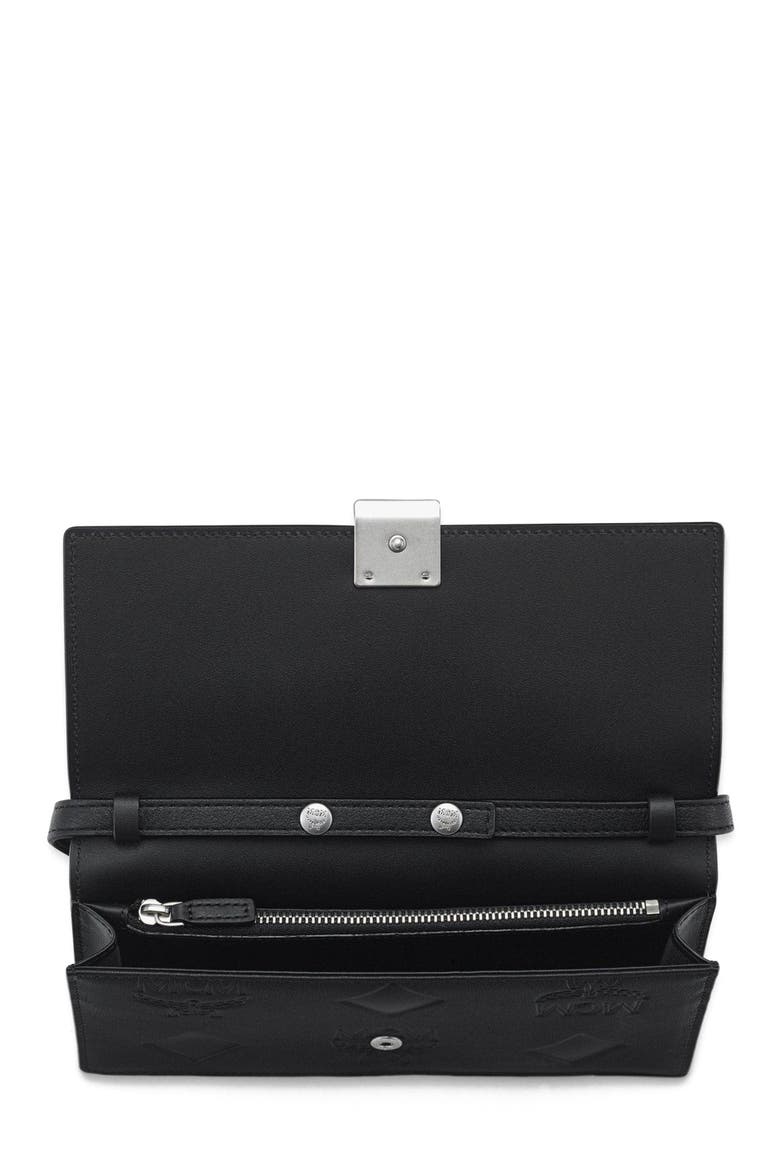 Large Aren Chain Wallet in Embossed Monogram Leather, Alternate, color, Black