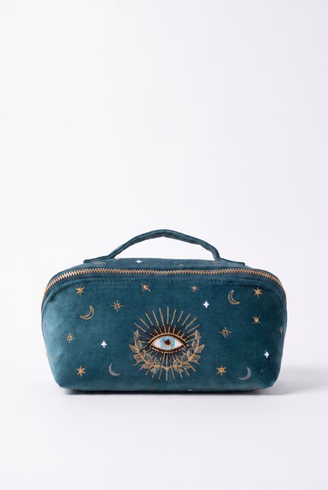 Celestial Eye Velvet Open Flat Makeup Bag