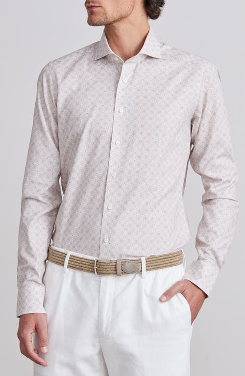 Emanuel Berg Textured Sartorial Geometric Cotton Dress Shirt In Neutral
