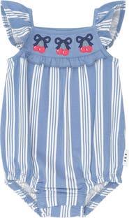 Huxbaby Vintage Stripe Cherry Romper