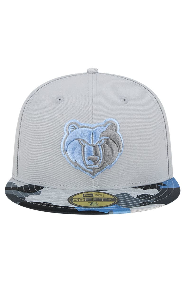 New Era Men's New Era Gray Memphis Grizzlies Active Color Camo Visor 59FIFTY Fitted Hat, Alternate, color, 