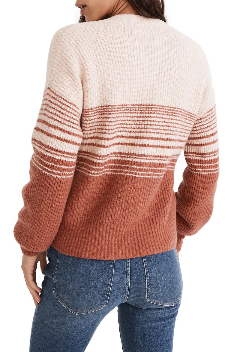 Ciara Stripe Cotton Blend Cardigan, Alternate, color, WEATHERED BRICK