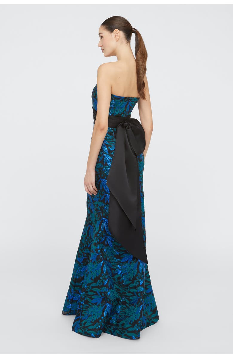 Theia Fernanda Strapless Gown, Alternate, color, Black / Emerald