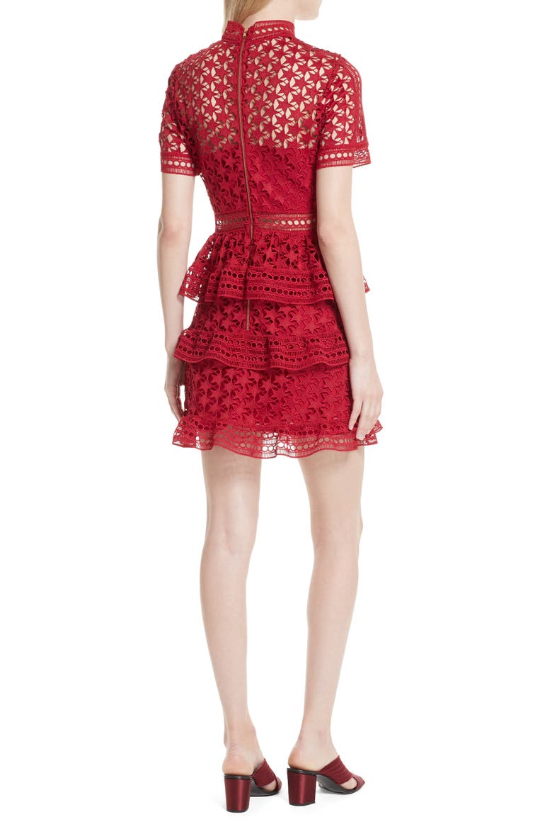 Ruffle Star Lace Dress, Alternate, color, RED