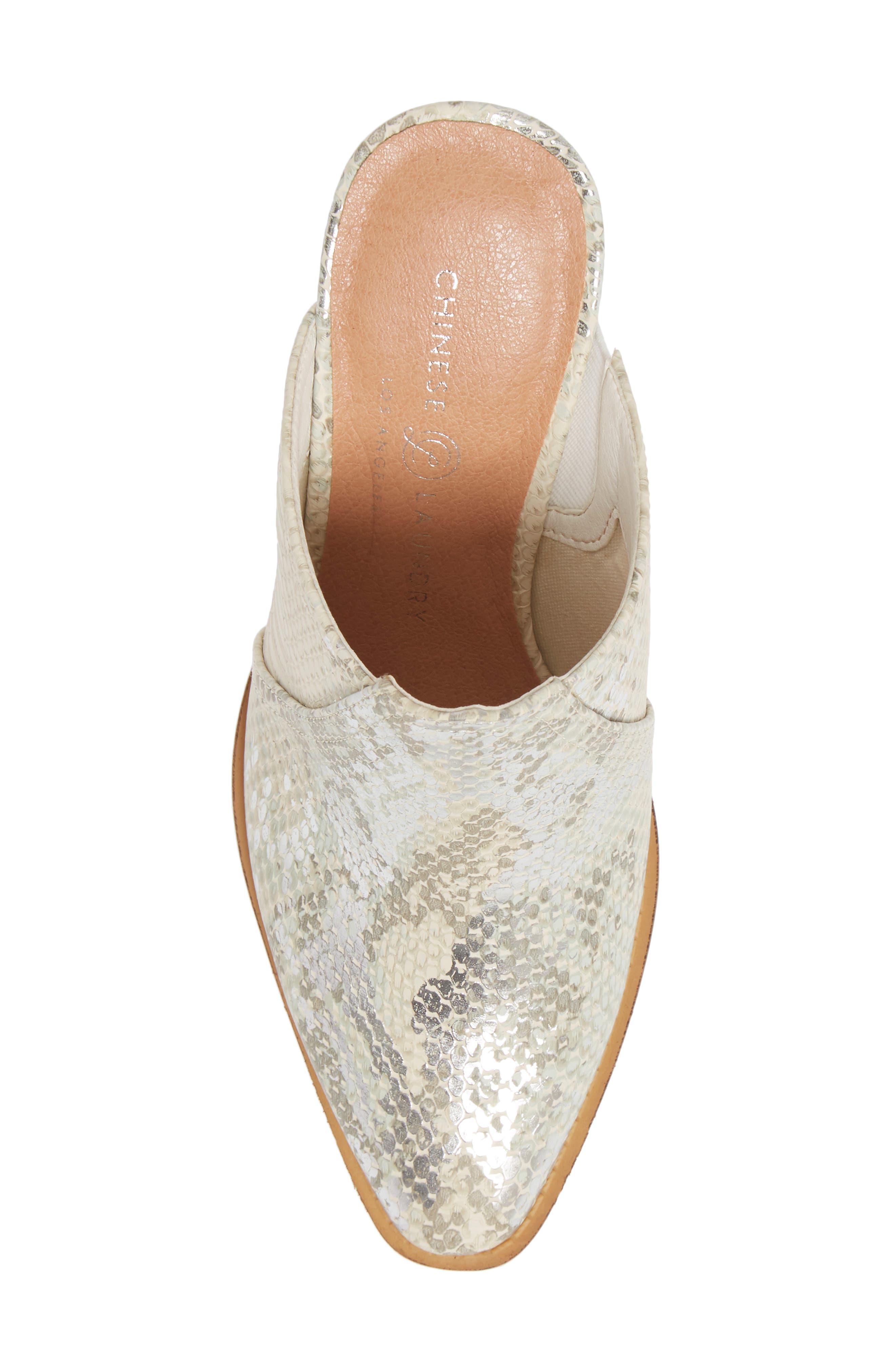 Beaute Mule, Alternate, color, CREAM/ SILVER FAUX LEATHER