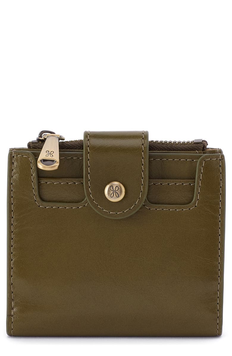 HOBO Dunn Leather Compact Wallet, Main, color, Olive Veil
