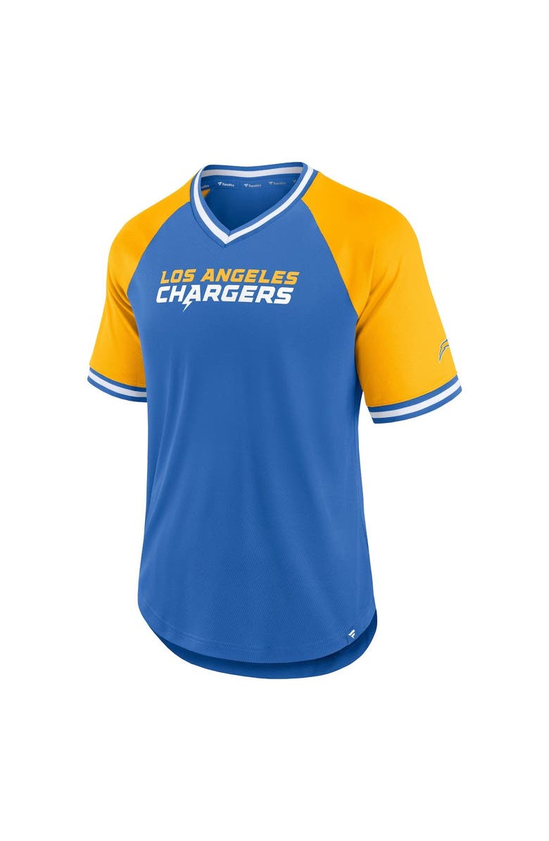FANATICS Men's Fanatics Branded Powder Blue Los Angeles Chargers Second Wind Raglan V-Neck T-Shirt, Alternate, color, Powder Blue