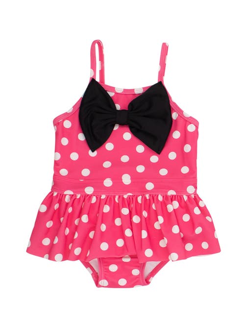 Rufflebutts Girls Upf50+ Big Bow Skirted One Piece In Pink