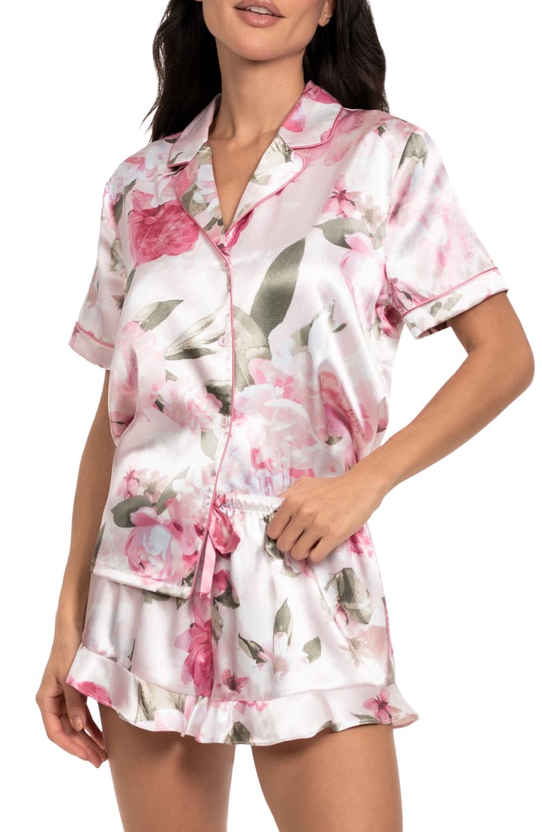 In Bloom by Jonquil Jovie Floral Satin Short Pajamas, Alternate, color, Rosewater