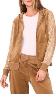 Vince Camuto Sequin Sleeve Hoodie
