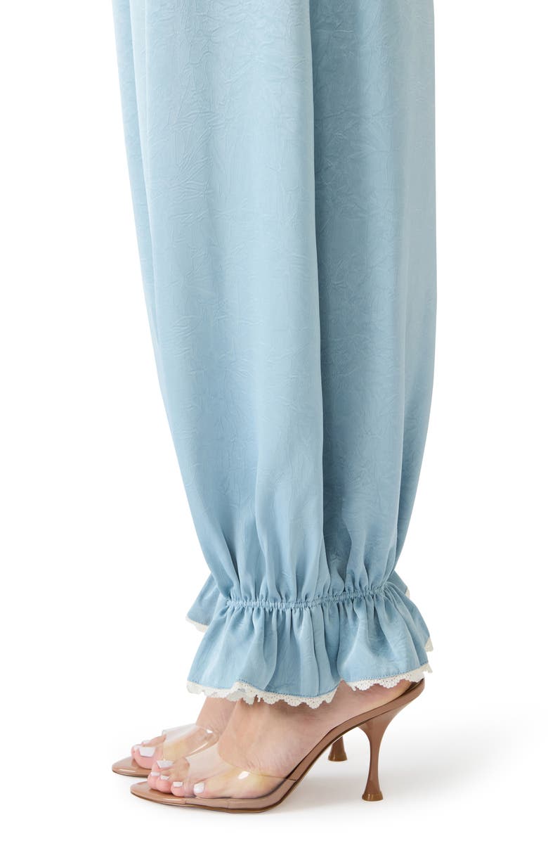 Steve Madden Roan Floral Jacquard Pull-On Pants, Alternate, color, Dusty Blue