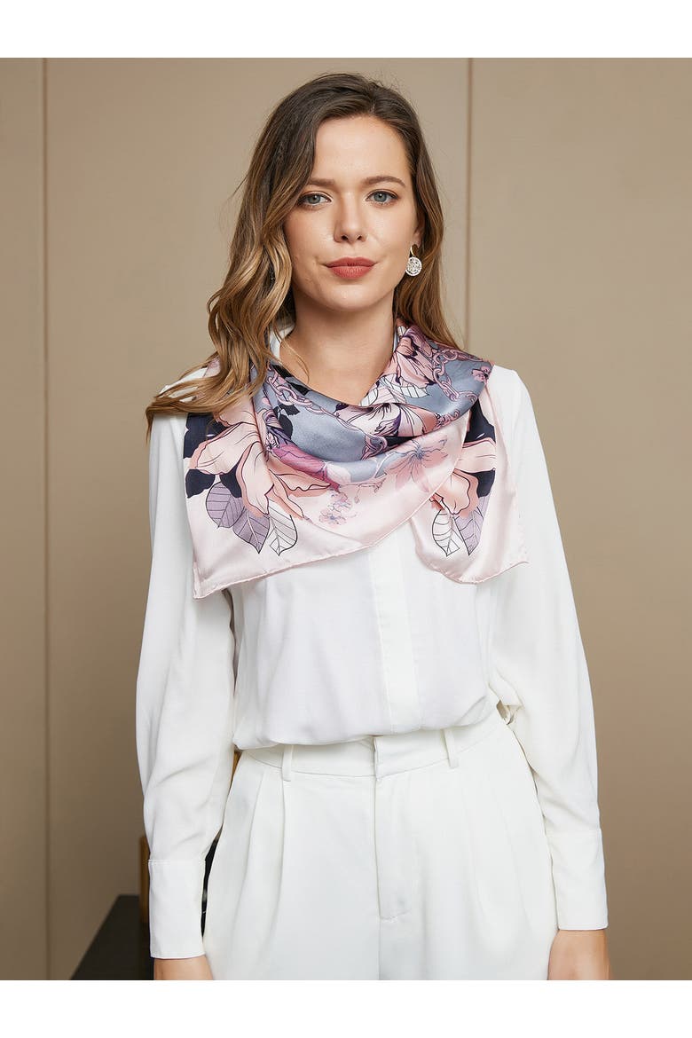 Floral Print Silk Scarf, Alternate, color, Multi