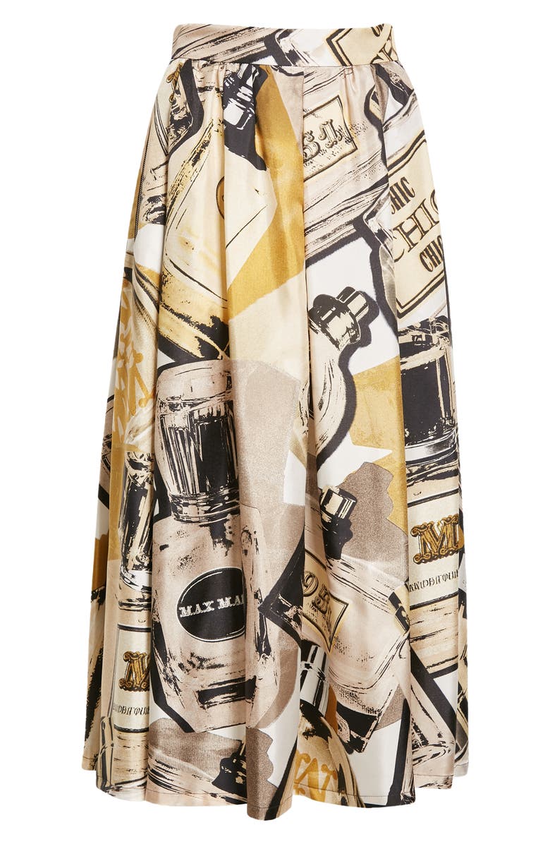 Max Mara Rotondo Lipstick Print Silk Midi Skirt, Alternate, color,