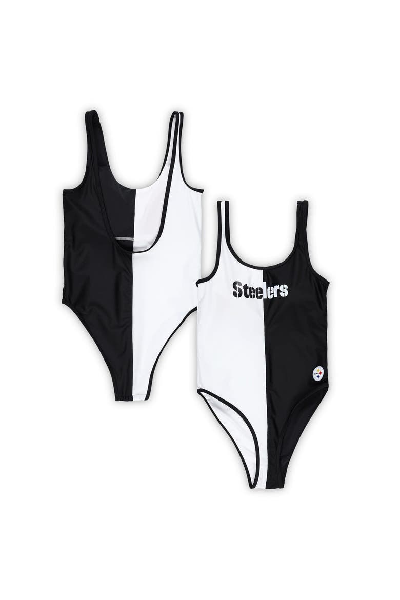 Women's G-III 4Her by Carl Banks Black/White Pittsburgh Steelers Last Stand One-Piece Swimsuit, Alternate, color, Black