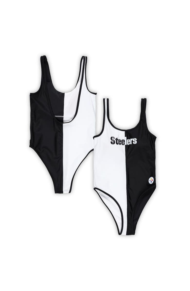 G-III 4HER BY CARL BANKS Women's G-III 4Her by Carl Banks Black/White Pittsburgh Steelers Last Stand One-Piece Swimsuit, Alternate, color, Black