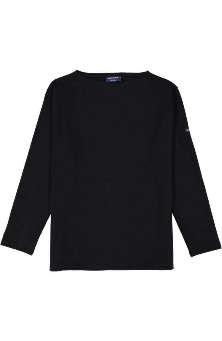 Saint James GUILDO - Boat Neck Heavyweight Breton Shirt, Main, color, Black