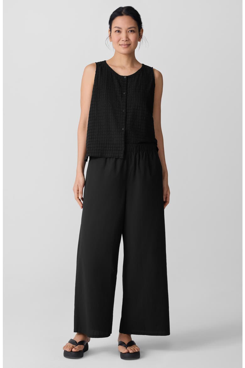 Organic Cotton Ankle Wide Leg Pants, Alternate, color, BLACK