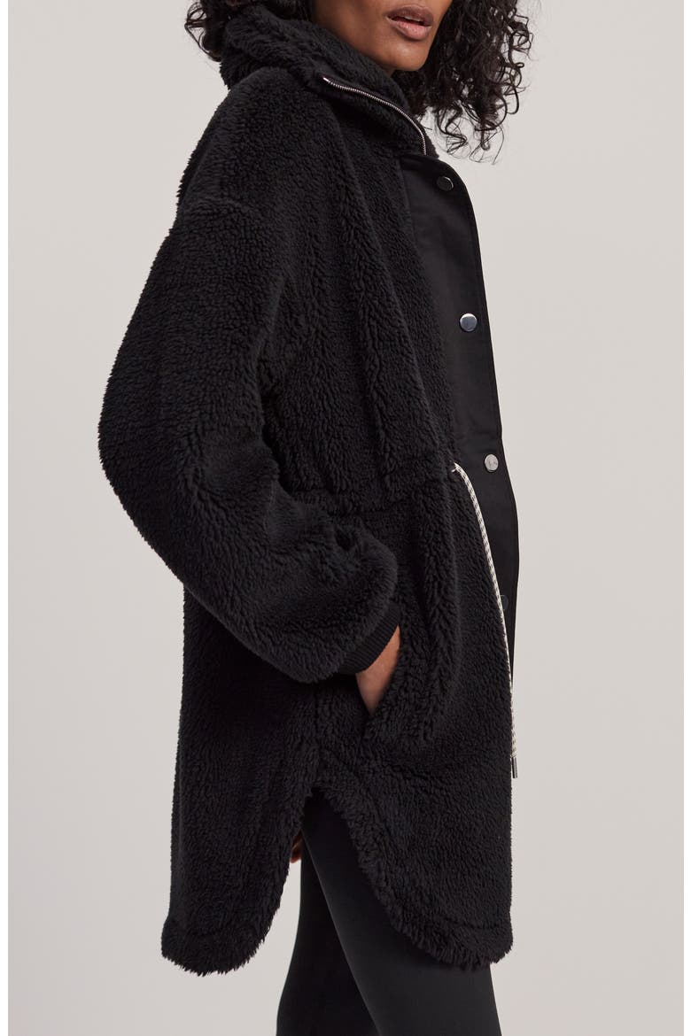 Jamie Faux Shearling Coat, Alternate, color, BLACK