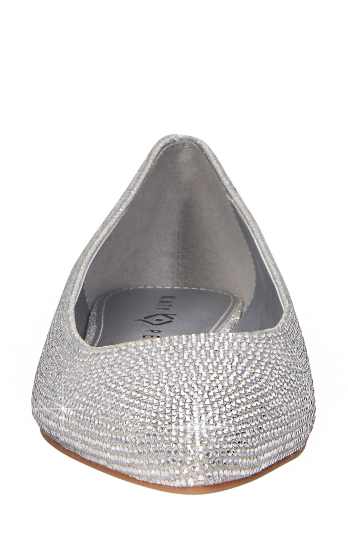 Katy Perry The Hollie Crystal Pointed Toe Ballet Flat, Alternate, color, Silver Multi