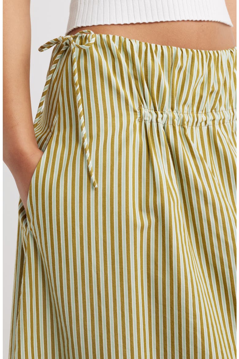 Caspia Striped Volume Midi Skirt, Alternate, color, BASIL