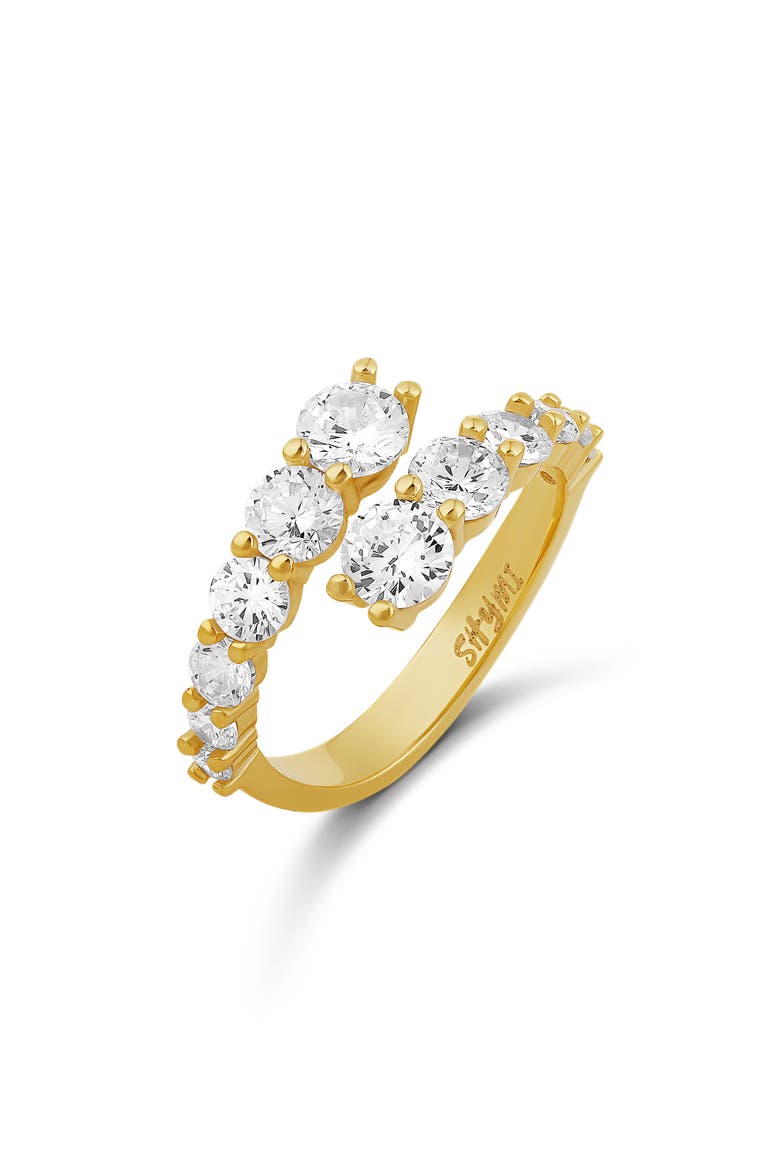 Cubic Zirconia Bypass Ring, Main, color, GOLD/ WHITE