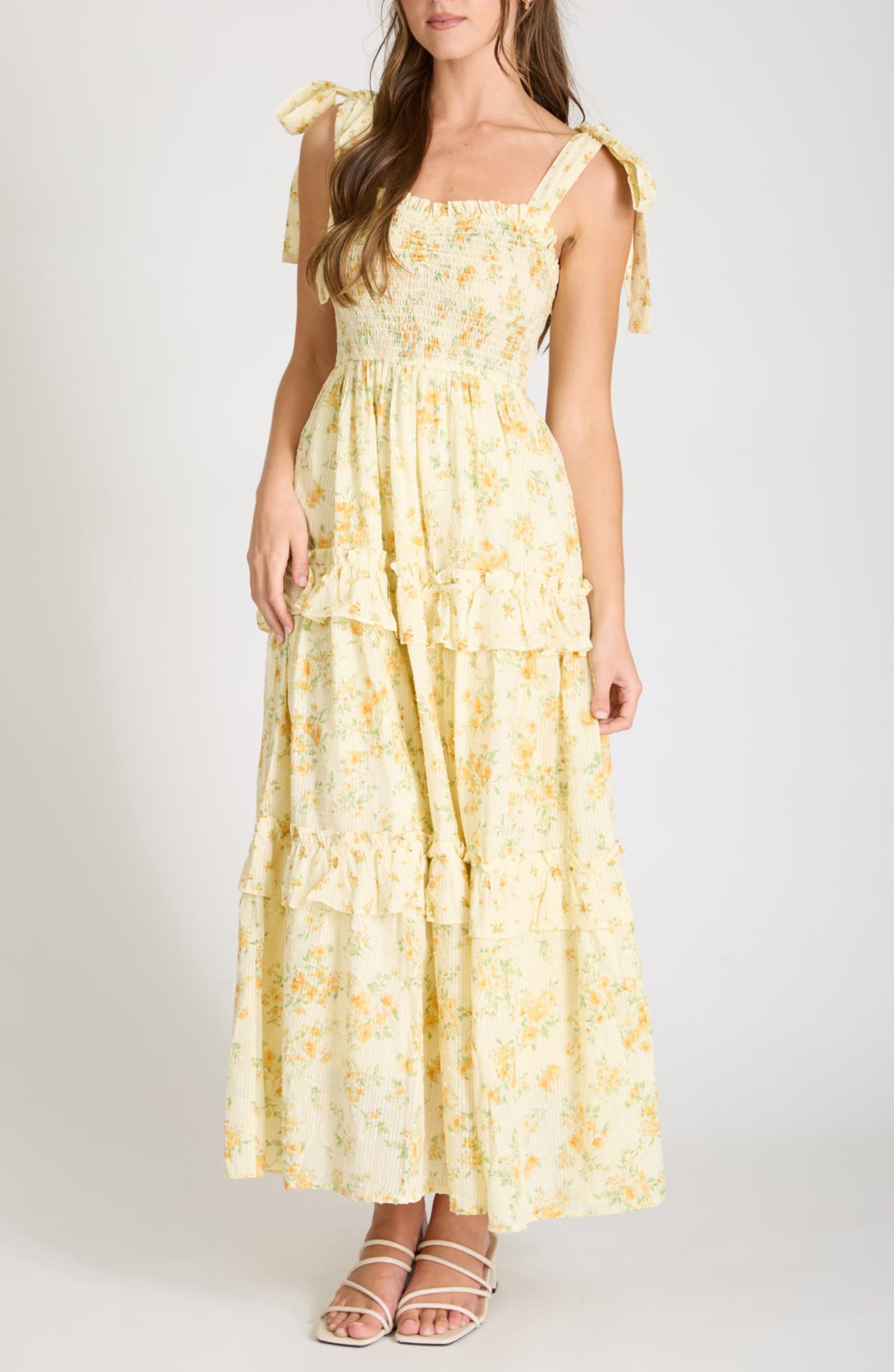 Floral Tie Strap Tiered Maxi Dress - image 3