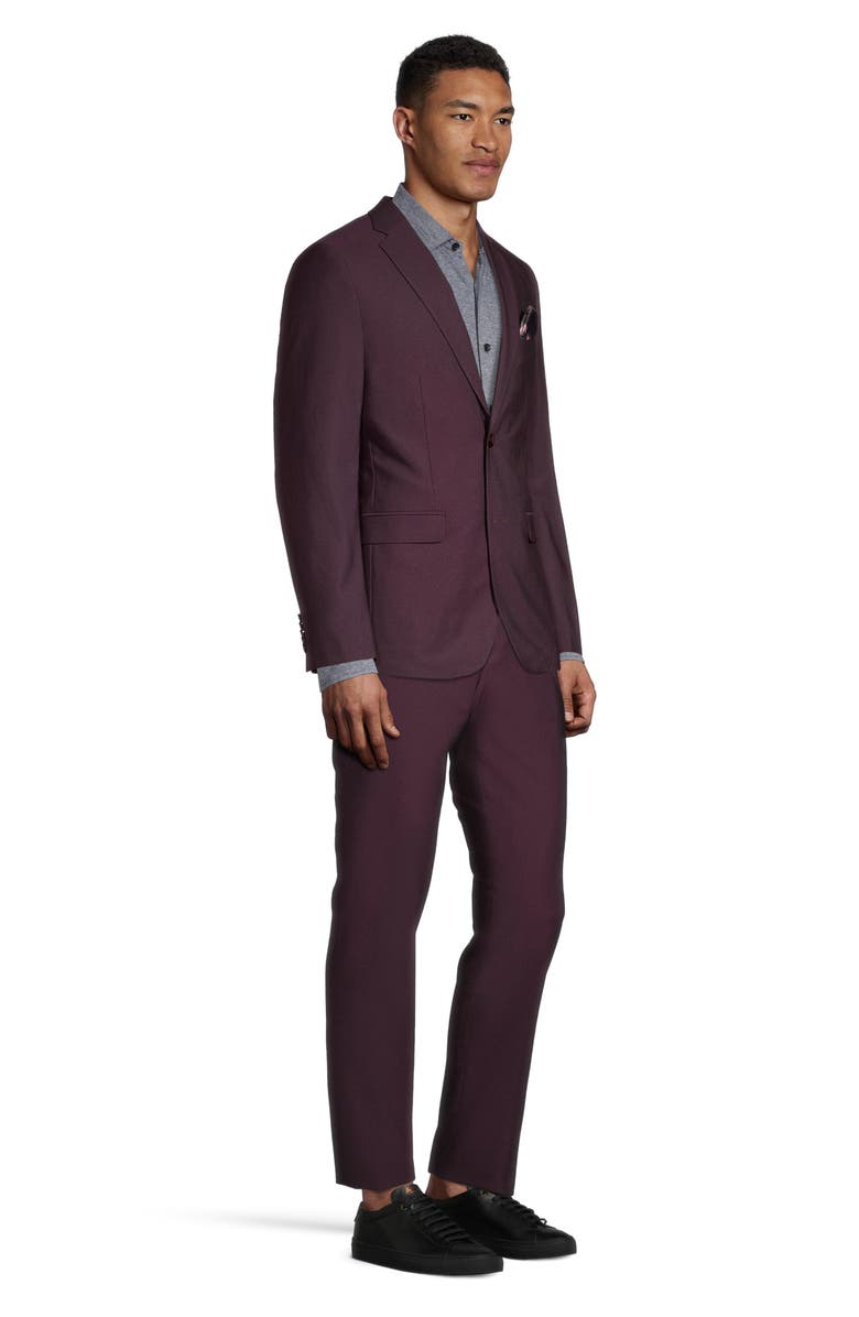SOUL OF LONDON Solid Two Button Notch Lapel Slim Fit Suit, Alternate, color, Burgundy