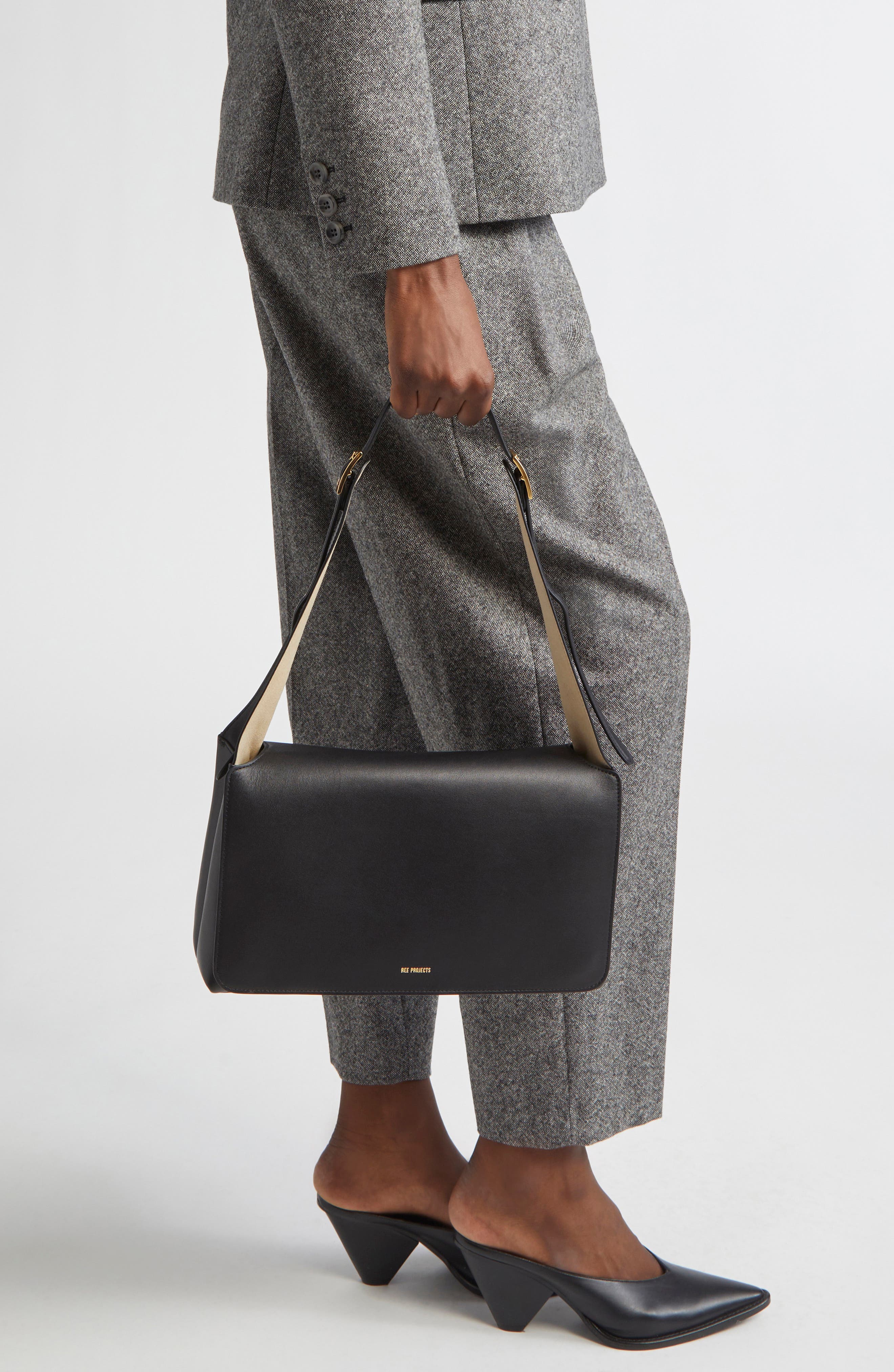 Ree Projects Florencia Soft Leather Shoulder Bag, Alternate, color, Black