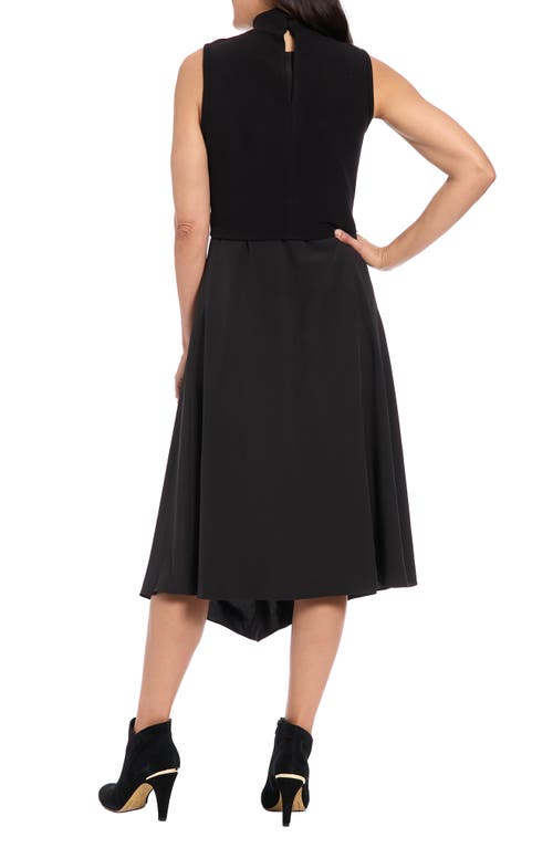 London Times Knit Popover A-line Dress In Black