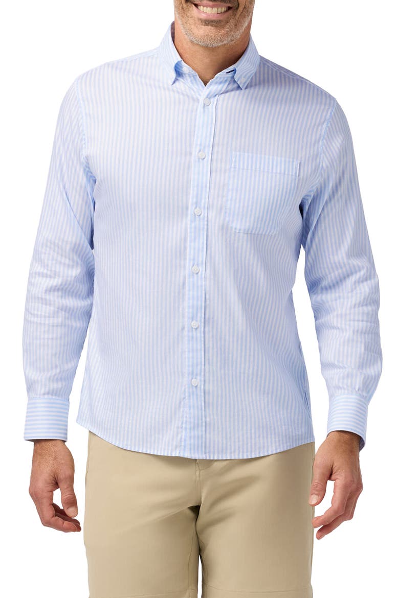 Kennedy Trim Fit Performance Button-Down Shirt, Main, color, CLOUD BLUE CANDY STRIPE