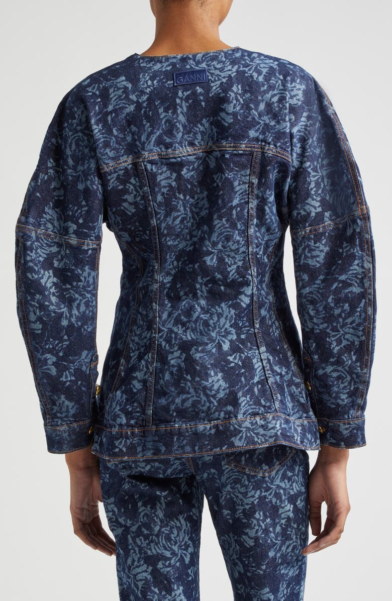 Ganni Floral Denim Trucker Jacket, Alternate, color, 