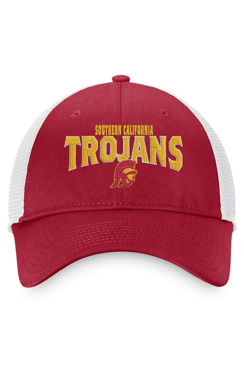 Men's Top of the World Cardinal/White USC Trojans Breakout Trucker Snapback Hat, Alternate, color, Cardinal
