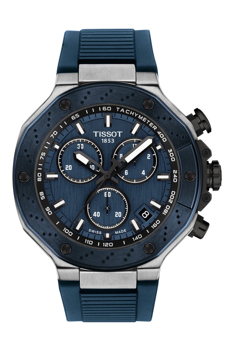 T-Race Chronograph Watch, 45mm, Main, color, BLUE