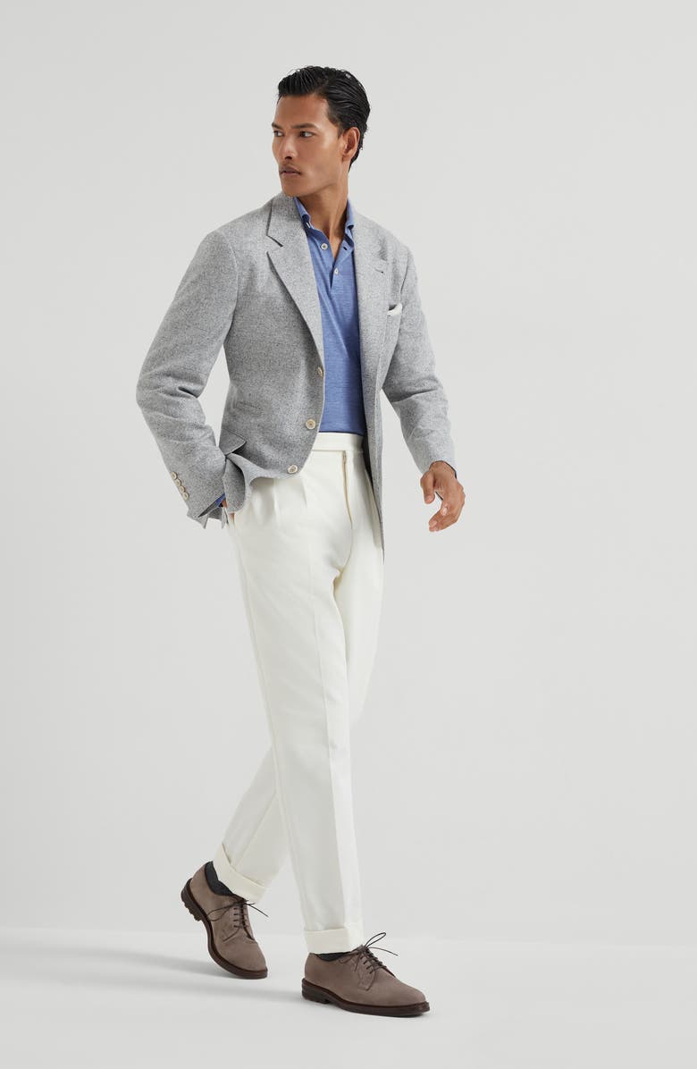 Brunello Cucinelli Lightweight knit Polo, Alternate, color, Denim